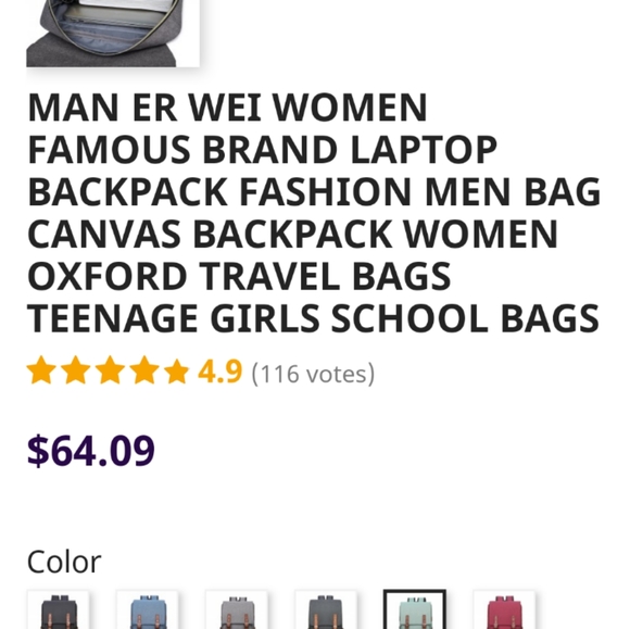 Man Er Wei Backpack with Laptop Pocket - Picture 3 of 14